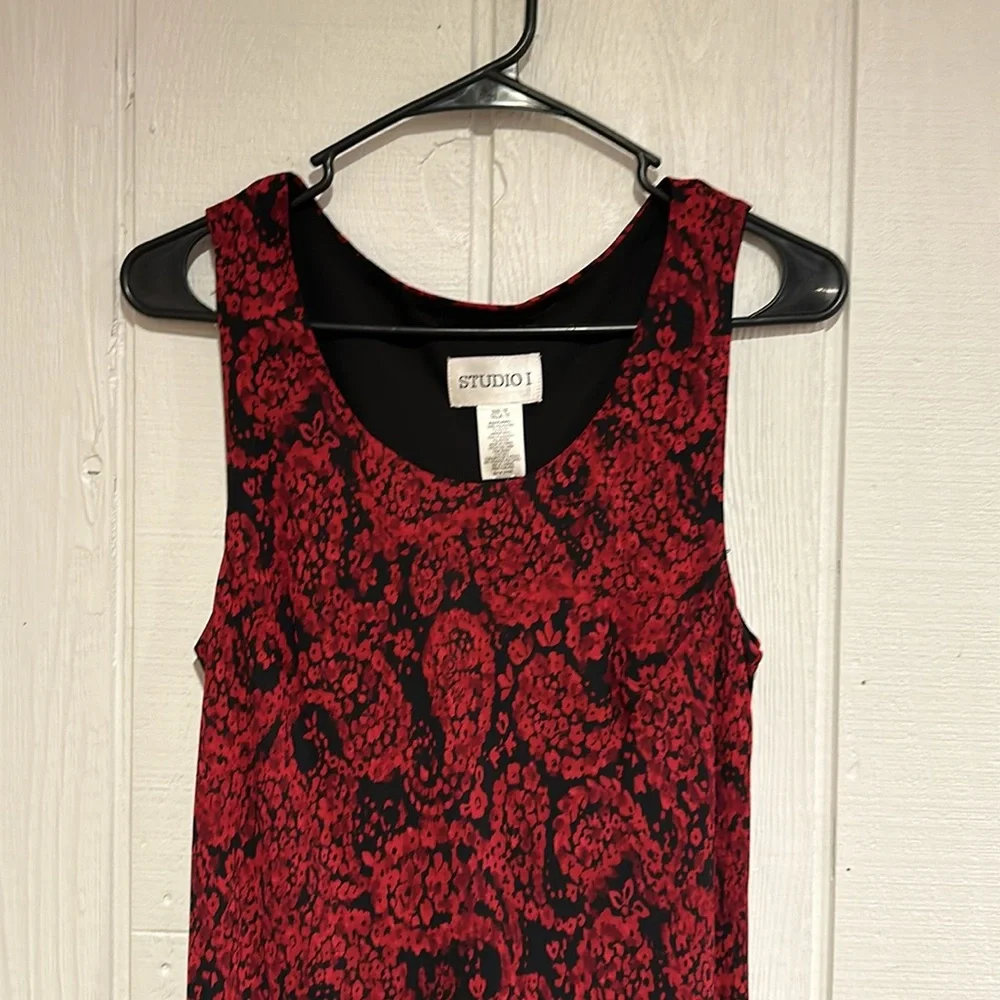 Studio I Elegant Red/Black Maxi Dress with Red Blazer